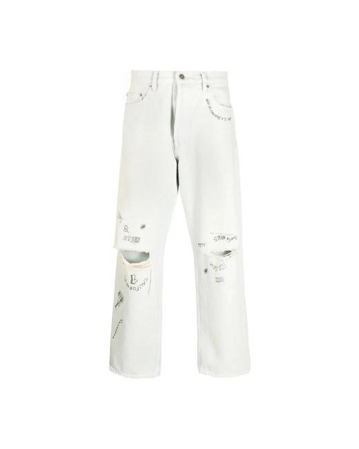 Jeans dritti con effetto vissuto di Golden Goose Deluxe Brand in White da Uomo
