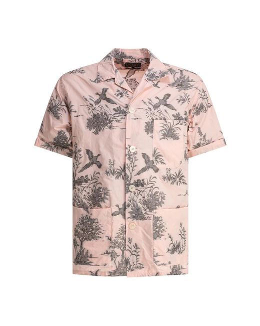 Short Sleeve Shirts Beams Plus de hombre de color Pink