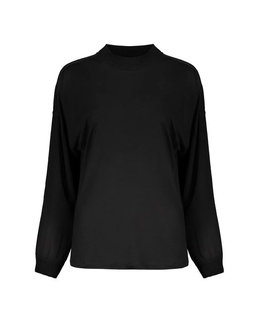 Herno Truien & Vesten ,Zwart ,Katoen Gestreepte Crew-Neck Blouse Met Geribbelde Kraag in het Black