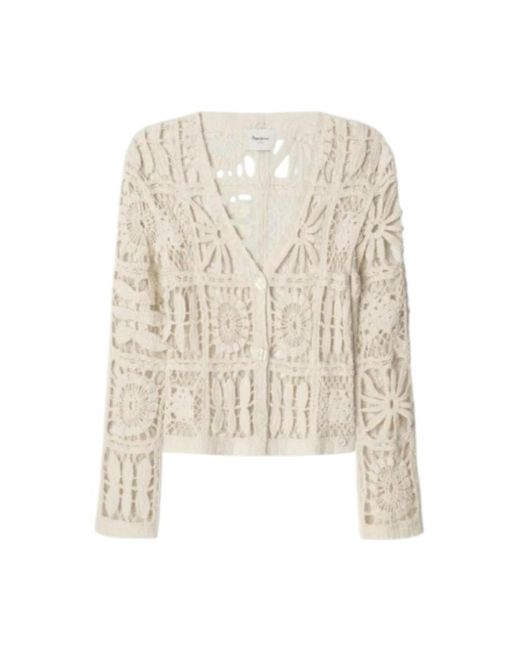 Pepe Jeans Truien & Vesten ,Katoen Elegante Gebreide Vest Olympia in het Natural