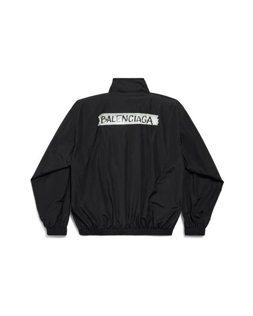 Balenciaga Jassen ,Zwart ,Katoen Masking Tape Tracksuit Jacket Medium Fit in het Black voor heren
