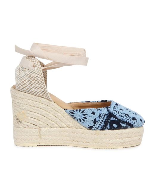Manebí Blue Gehäkelte Keilsandalette