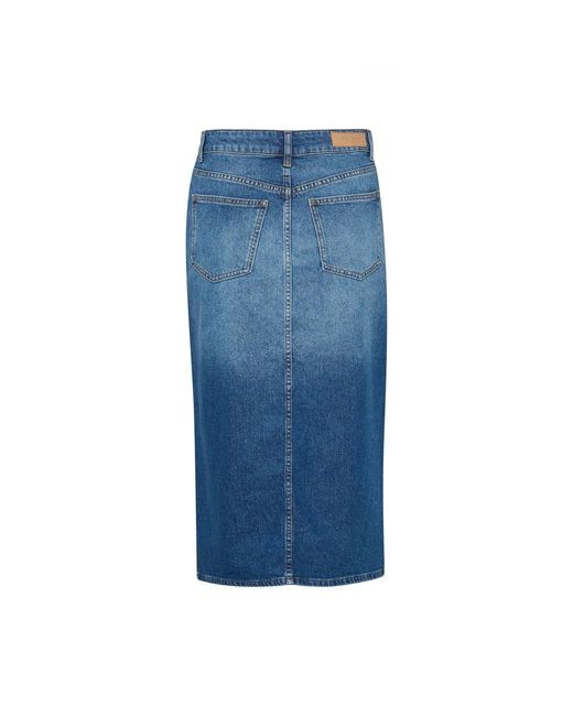 Part Two Rokken ,Blauw ,Denim Donkere Vintage Denim Rok Met Voor Split in het Blue