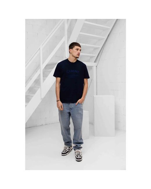 Iceberg Tops ,Blauw ,Katoen 5D F040 Jersey T-Shirt in het Black voor heren