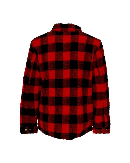Caterpillar Jassen ,Veelkleurig ,Polyester Sherpa Gewatteerd Overshirt Rood/Zwart in het Red voor heren