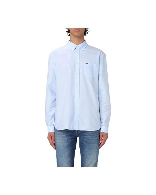 Lacoste Klassisches Weißes Langarmhemd in Blue für Herren