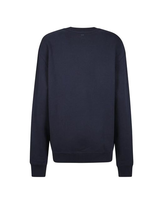 AMI Hoodies & Sweatvesten ,Blauw ,Katoen Zwarte Katoenen Sweatshirt Met Hart Monogram in het Blue