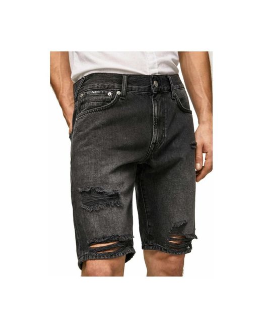 Pepe Jeans Black Denim Shorts for men