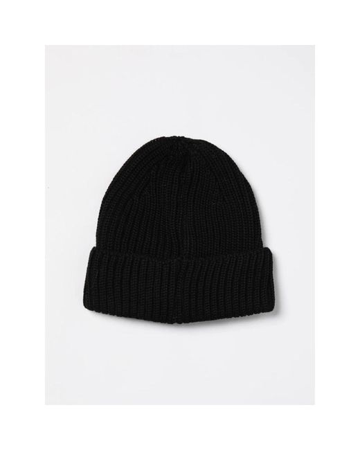 C P Company Blaue Rippstrickmütze Mit Linse in Black für Herren