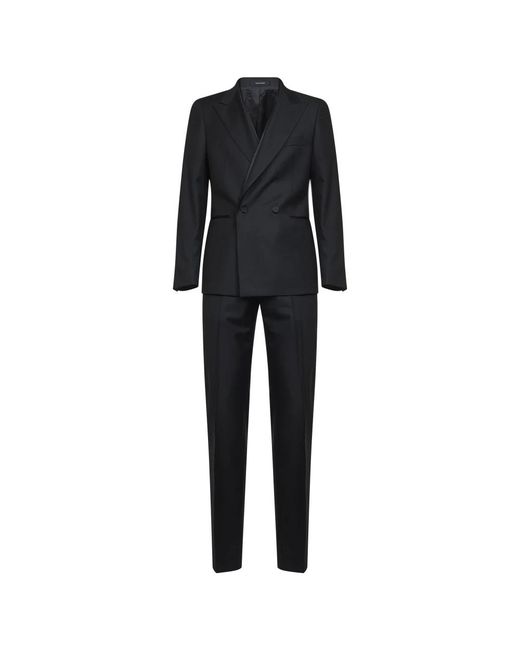 Tagliatore Sfbr10A01 Double-Breasted Suit in het Black voor heren