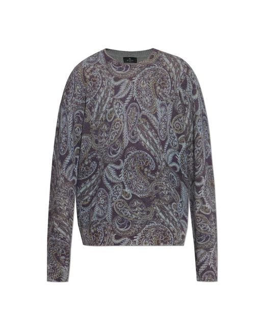 Etro Gray Round-Neck Knitwear for men