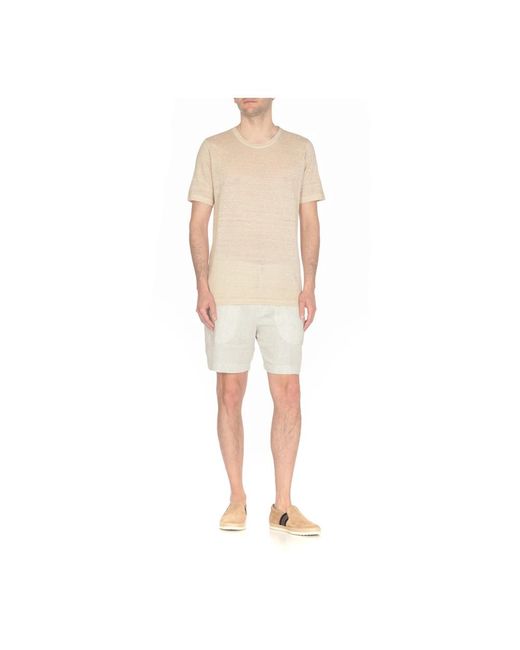 120% Lino S t-shirt mit rundhalsausschnitt für männer in Natural für Herren