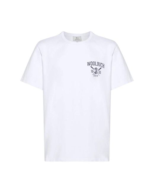 Magliette in cotone con stampa logo di Woolrich in White da Uomo
