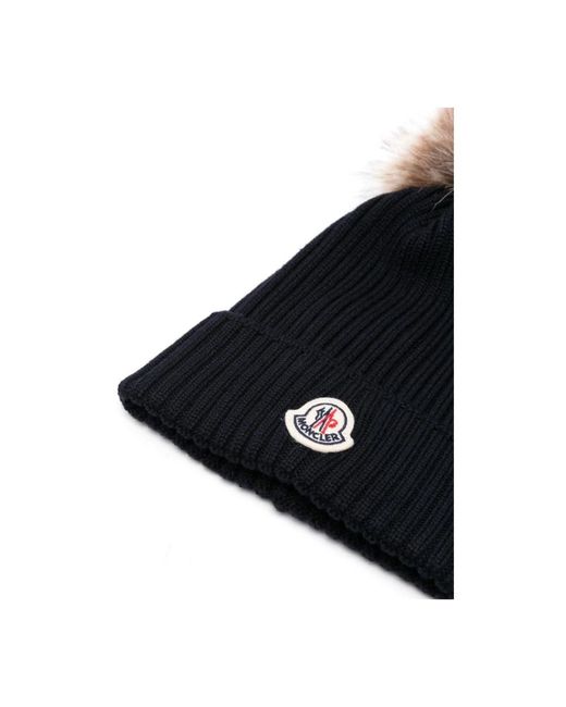 Moncler Blue Wollmütze Mit Bommel