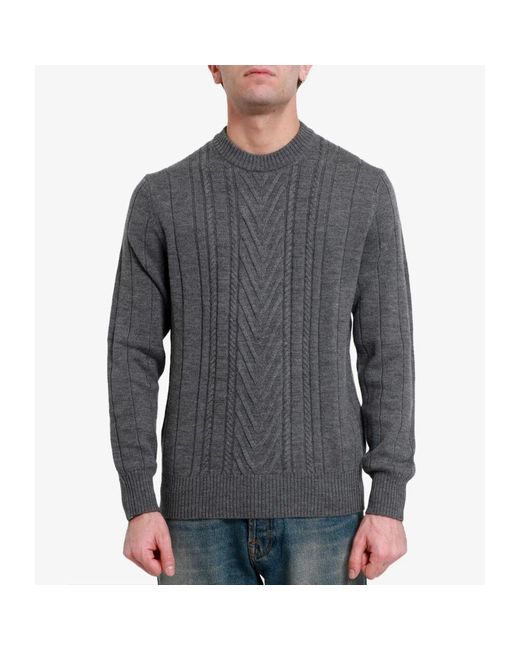 Paolo Pecora Merinowolle rippstrickpullover in Gray für Herren