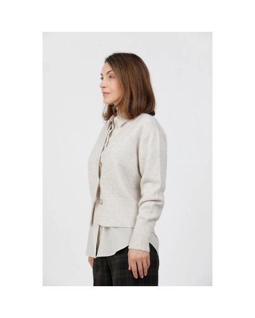 Gran Sasso Truien & Vesten ,Kasjmier Vanisè Kabelgebreide Cardigan in het Gray