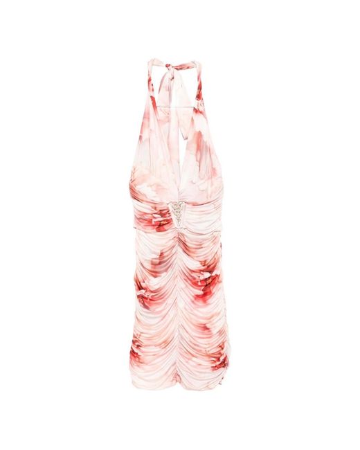 Babylon Kleedjes ,Roze ,V-Hals Jurk Met Geplooide Body in het Pink