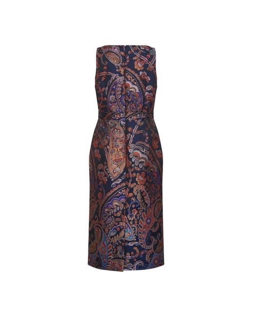 Etro Kleedjes ,Veelkleurig ,Polyester Jacquard Midi Jurk in het Purple