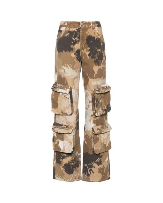 Blumarine Natural Camouflage Print Cargo Trousers