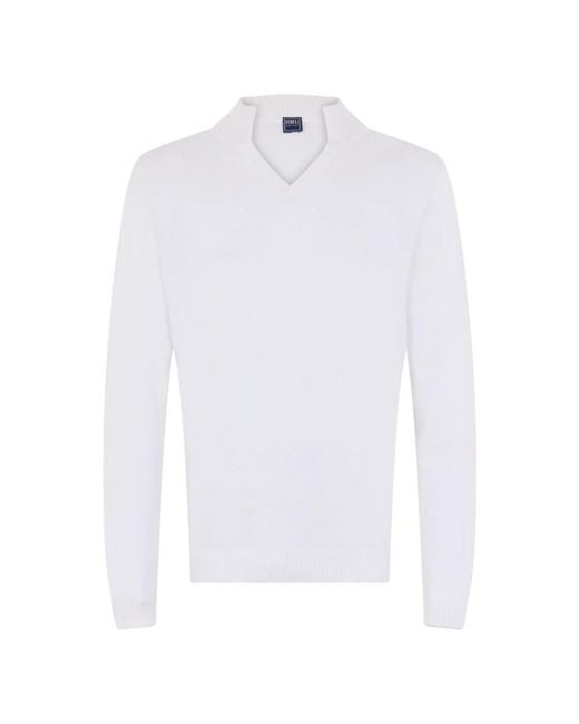 Fedeli White V-Neck Knitwear for men