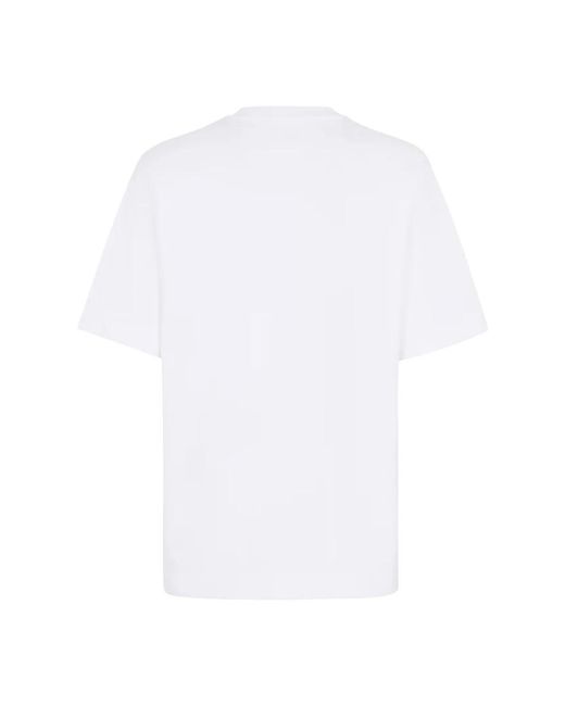 Fendi Tops ,Wit ,Katoen Ff Metal Detail T-Shirt in het White voor heren