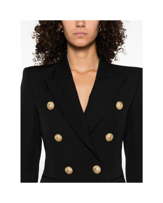 Balmain Jassen ,Zwart ,Leer Double-Breasted Blazer in het Black