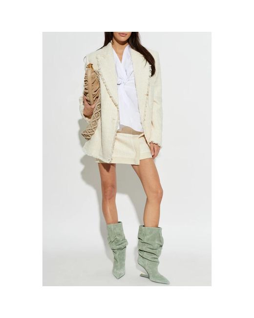 Balmain 2-Button Tweed Jas in het White