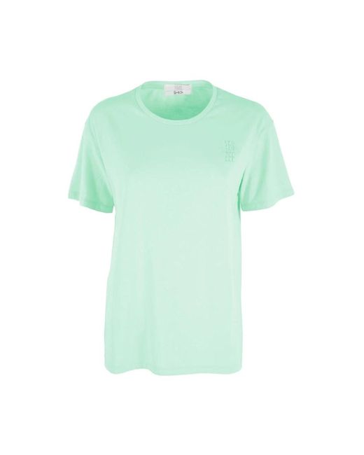 Cotone logo t-shirt top collezione di Yes Zee in Green