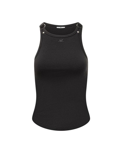 Courreges Black Sleeveless Tops