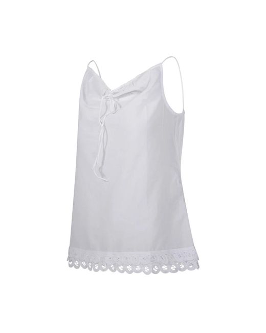 Sleeveless Tops By Malene Birger de color White