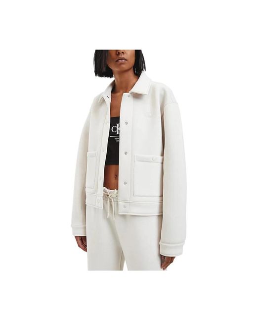 Calvin Klein Jassen ,Geborduurde Blazer Met Knoopsluiting in het White