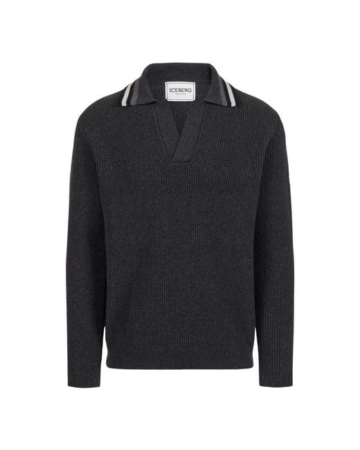 V-Neck Knitwear Iceberg de hombre de color Black