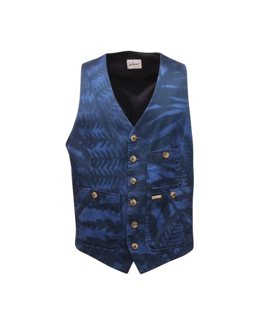 Luis Trenker Jassen ,Blauw ,Gedrukte Foliage Vest in het Blue voor heren