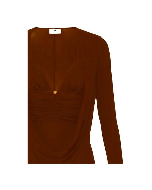 Elisabetta Franchi Brown V-Neck Knitwear