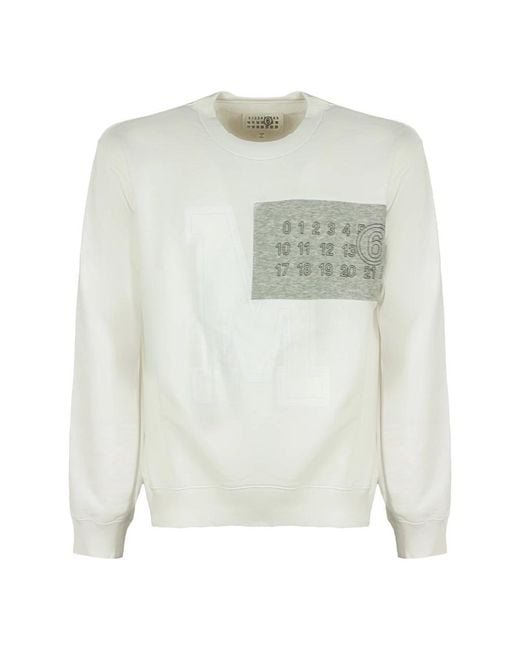 MM6 by Maison Margiela Logo Katoenen Sweater Met Ronde Hals in het White voor heren
