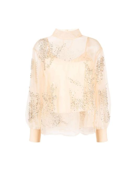 Des Phemmes Turtleneck Blouse in het Natural