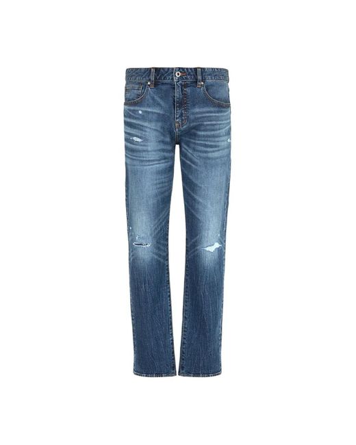 Indigo denim jeans 5 tasche stile di Armani Exchange in Blue da Uomo
