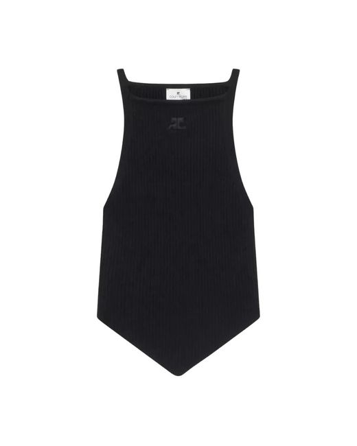 Courreges Black Schwarzes asymmetrisches top quadratischer ausschnitt