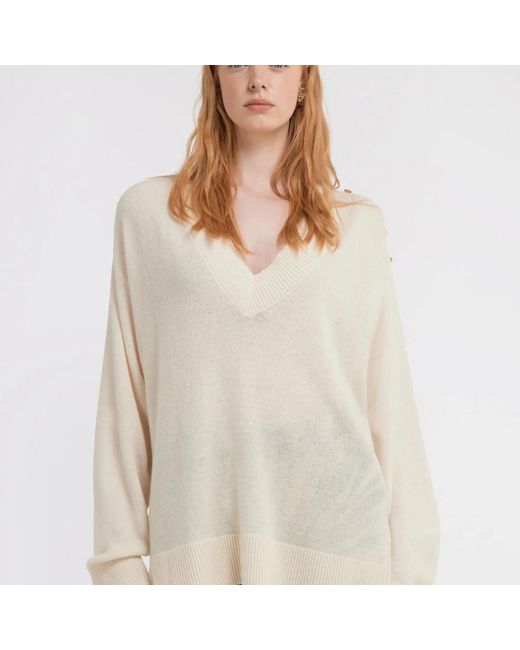 Roberto Cavalli White V-Neck Knitwear