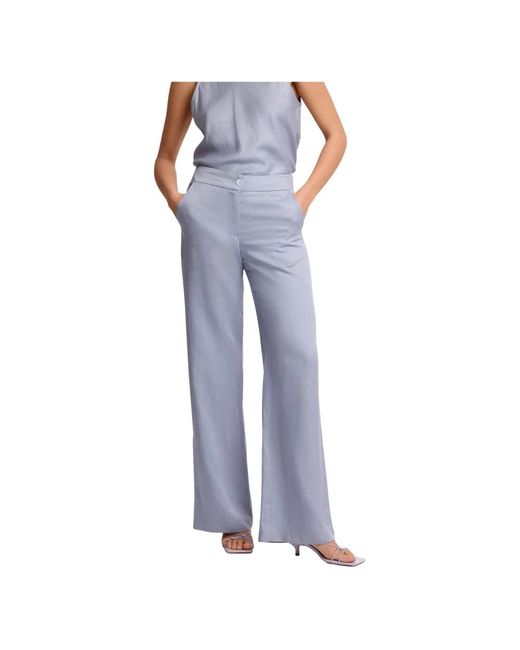 Kocca Broeken ,Blauw ,Leer Chic Zachte Broek Van Volledige Lengte in het Blue