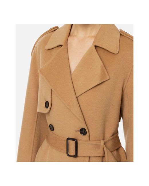 Double-Breasted Coats di Elisabetta Franchi in Metallic