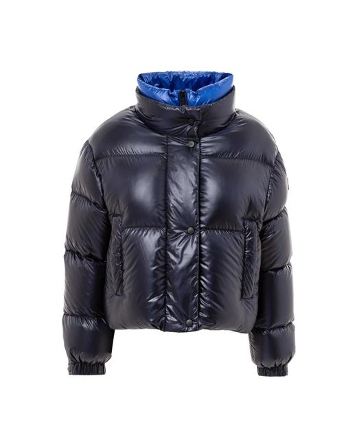 Add Jassen ,Blauw ,Korte Gewatteerde Jas Met Contrastkraag in het Blue