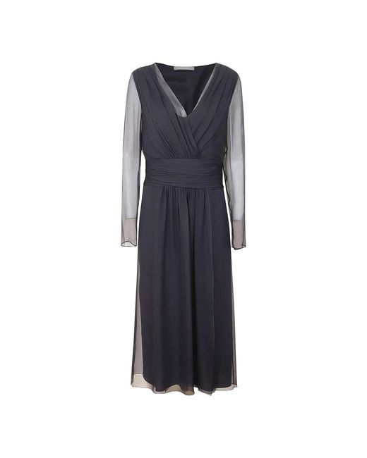 Alberta Ferretti Kleedjes ,Blauw ,Chiffon Blauwe Zijden Chiffon Omslagjurk in het Blue