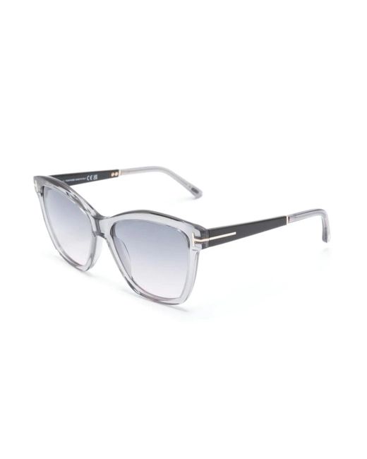 Tom Ford Metallic Graue sonnenbrille mit etui und garantie