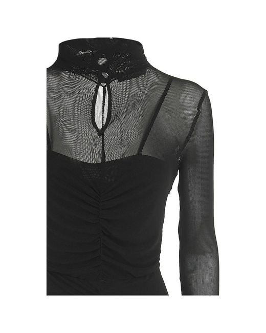 ACTUALEE Kleedjes ,Zwart ,Polyester Zwarte Gedrapeerde Jurk in het Black