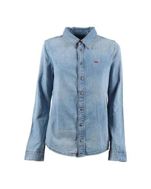 DIESEL Overhemden ,Blauw ,Katoen De-Eazy Shirt in het Blue
