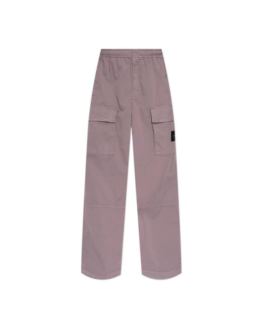 Stone Island Cargo Broek Met Logo Patch in het Purple voor heren
