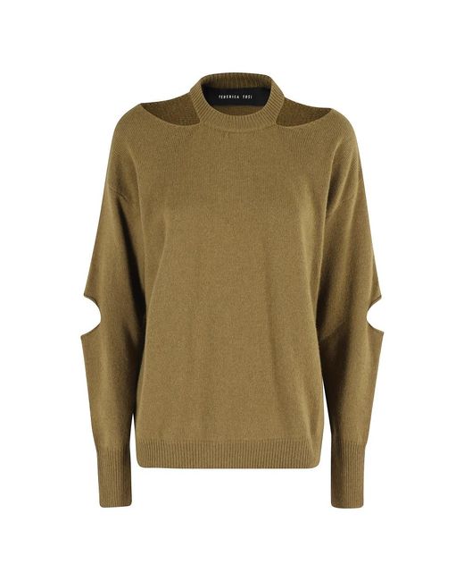 FEDERICA TOSI Green Schwarzer Cut Crew Neck Pullover