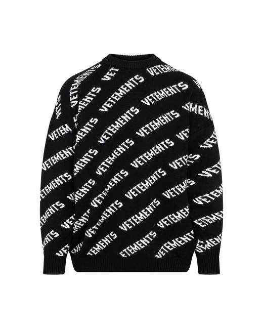 Maglione a maglia con stampa logo di Vetements in Black