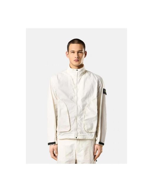 Stone Island White Light Jackets for men